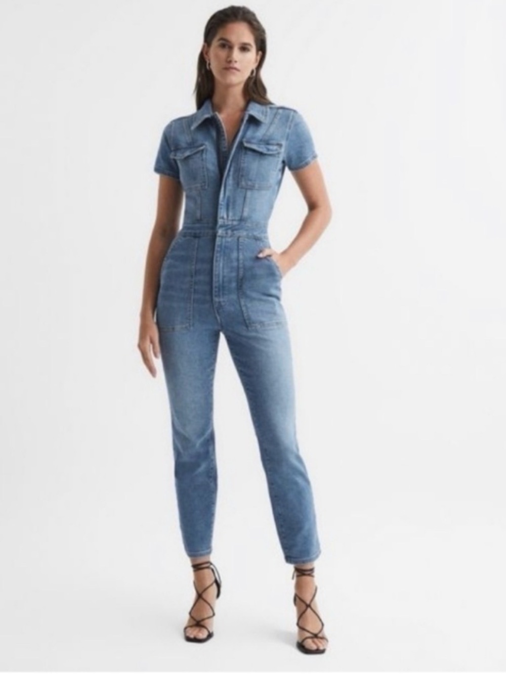 Good American Utility Denim Jumpsuit